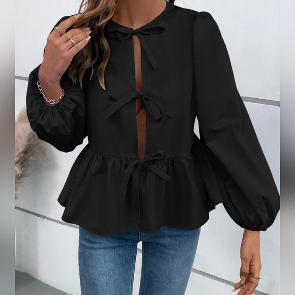 Classic Tied Front Blouse - Picture 4 of 13